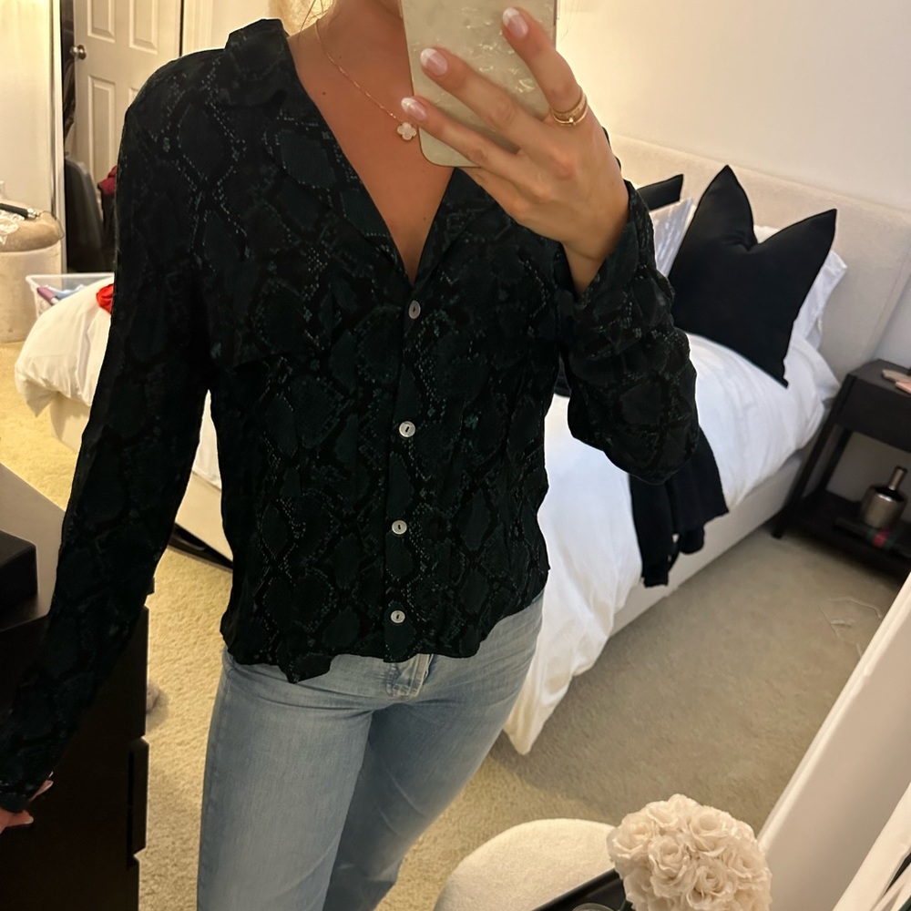 Snake Print Button Down Top - image 3